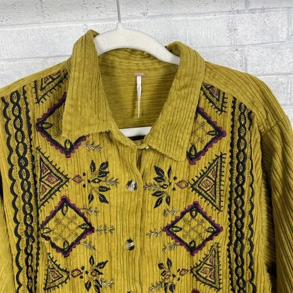 Free People Mustard Embroidered Jumpsuit - Picture 2 of 13